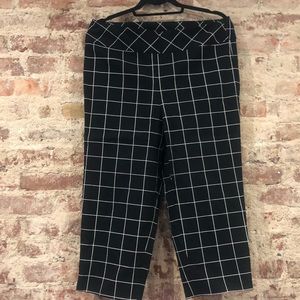 Roz & Ali Pull On Capri Pants Black and White Grid Stretch Fabric.   Size 14